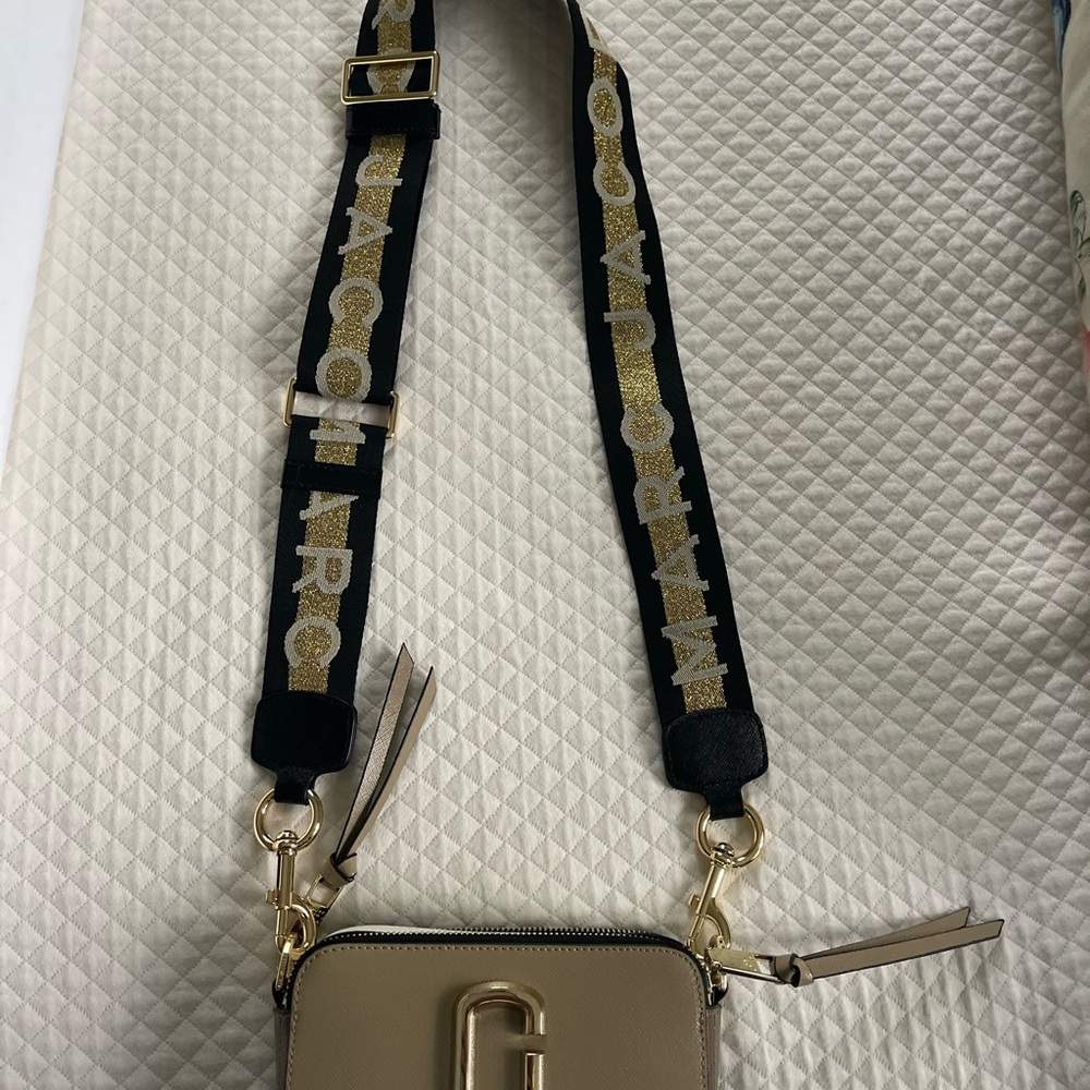 Marc Jacobs Beige Crossbody Bag with Gold Accents